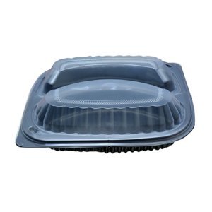 1000 ml zwarte plastic magnetronbestendige container met 2 vak , 312 PP, met deksels